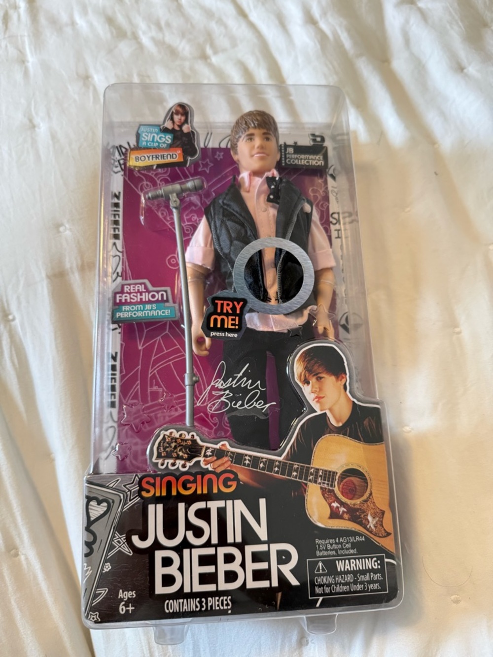 Singing Justin Bieber Doll - Pink Shirt & Black Vest